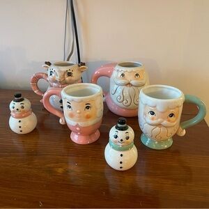 Johanna Parker Mug Set with Snowman and Santa Design